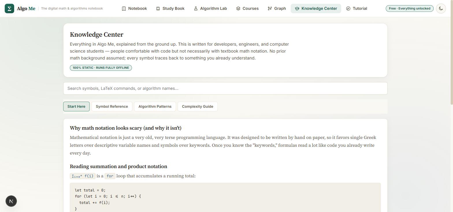 Algo Me Knowledge Center explaining a concept from first principles